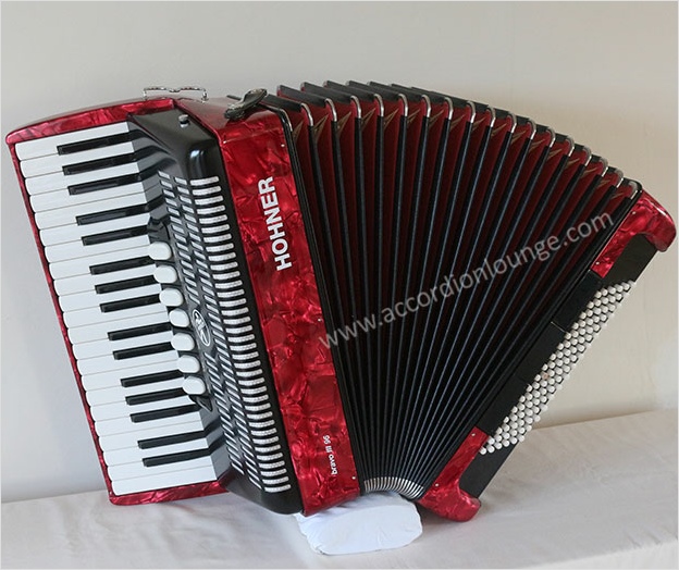 Hohner Bravo III 96 Bass Piano Accordion (Red) - Accordion Lounge