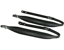 Black Leather Padded "Lusso" Accordion Shoulder Straps